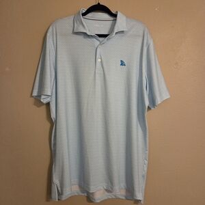 JOHNNIE O Prep-Formance Blue White Medallion Print Short Sleeve Polo Men's SZ L